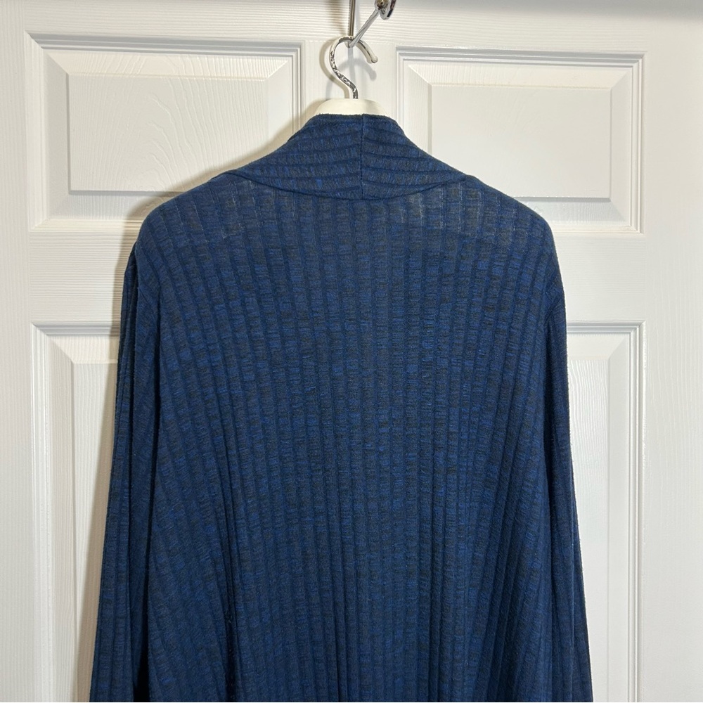 Lisa Rinna Collection Navy Open-Front Duster Cardigan - Picture 7 of 9